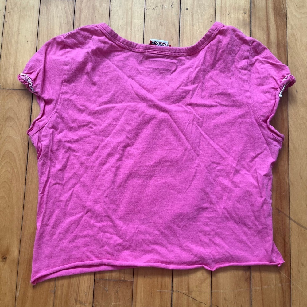 Betty Boop Vintage 2008 Pink Graphic Crop Top Cap Sleeve Baby Tee Womens Medium - Picture 7 of 7